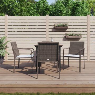 Set mobilier de grădină cu perne, 5 piese, poliratan și oțel