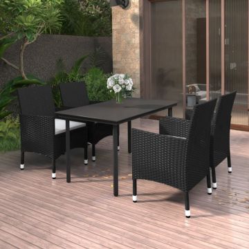Set mobilier de grădină cu perne 5 piese poliratan & sticlă