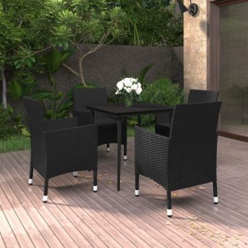 Set mobilier de grădină cu perne 5 piese poliratan & sticlă