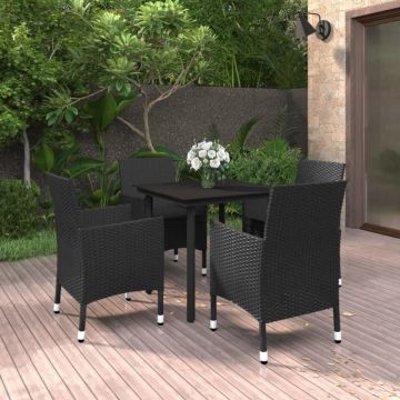 Set mobilier de grădină cu perne 5 piese poliratan & sticlă