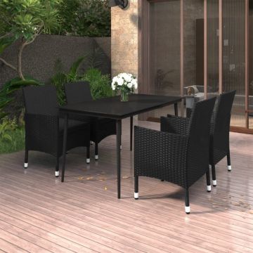 Set mobilier de grădină cu perne 5 piese poliratan & sticlă