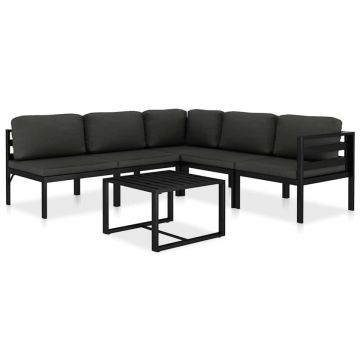 Set mobilier de grădină cu perne, 6 piese, antracit, aluminiu