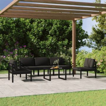 Set mobilier de grădină cu perne, 6 piese, antracit, aluminiu