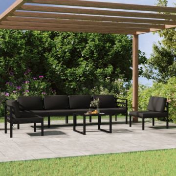 Set mobilier de grădină cu perne, 7 piese, antracit, aluminiu