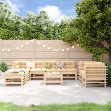 Set mobilier grădină, 9 piese, lemn masiv de pin