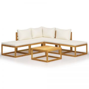 Set mobilier grădină cu perne, 6 piese, lemn masiv acacia