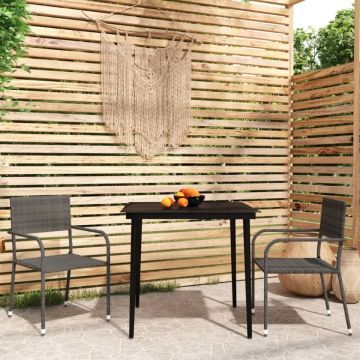 Set mobilier pentru grădină, 3 piese, gri