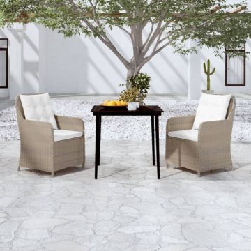 Set mobilier pentru grădină, 3 piese, maro