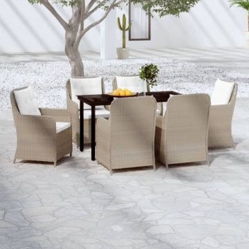 Set mobilier pentru grădină, 7 piese, maro