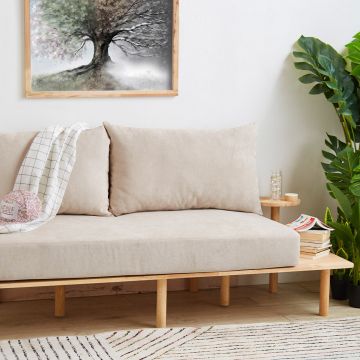 Canapea 2 locuri Seri, Homla, 180x76x75 cm, lemn/poliester, bej