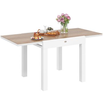 Outsunny Masă de Grădină Extensibilă din Aluminiu cu Blat din PSPC, 80/160x80x75 cm, Alb | Aosom Romania