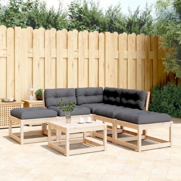 Set canapele de grădină cu perne, 5 piese, lemn masiv de pin