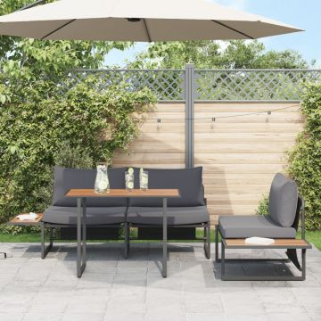 Set de dining pentru grădină 3 piese cu perne antracit