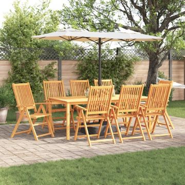 Set de dining pentru grădină , 9 piese, din lemn solid de acacia, pliabil