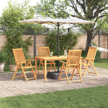 Set de dining pentru grădină din 5 piese din lemn masiv de acacia, pliabil