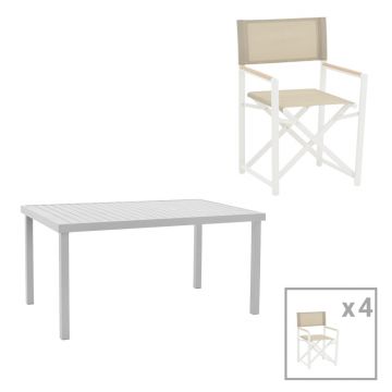 Set de masă Kliton-Mabu 5 pakoworld aluminiu în nuanță albă 150x80x74cm