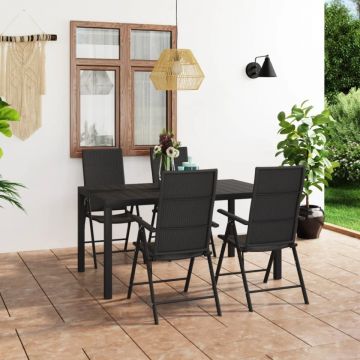 Set de masă pentru grădină, 5 piese, negru