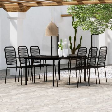 Set de mobilier pentru grădină, 7 piese, negru