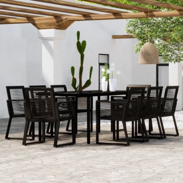 Set de mobilier pentru grădină, 9 piese, negru