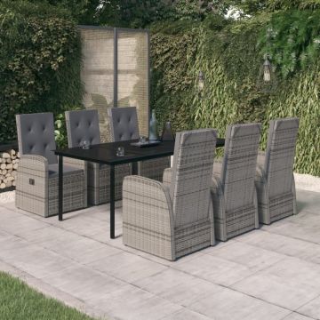 Set de mobilier pentru grădină, cu perne, 7 piese, gri