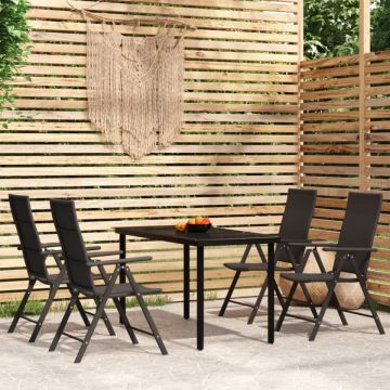 Set de servit masa pentru grădină, 5 piese, negru