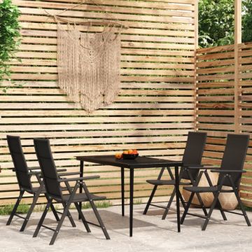 Set de servit masa pentru grădină, 5 piese, negru