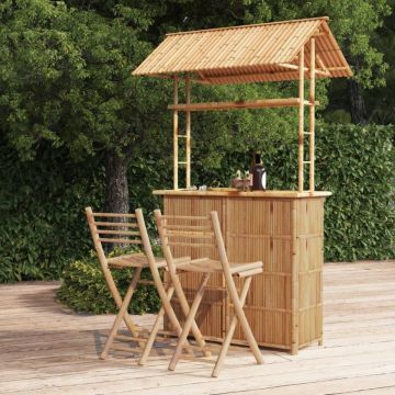 Set mobilier de bar, 3 piese, bambus
