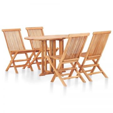 Set mobilier de exterior pliabil, 5 piese, lemn masiv de tec