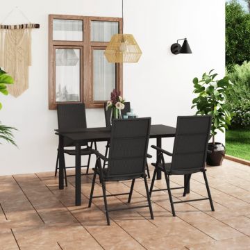 Set mobilier de grădină, 5 piese, negru