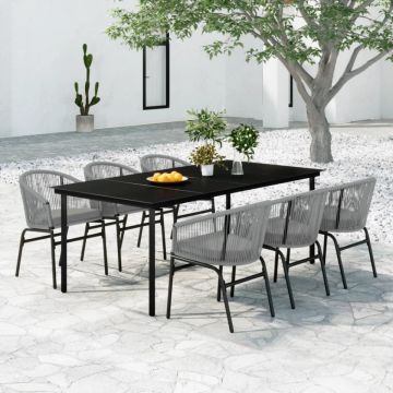 Set mobilier de grădină, 7 piese, gri