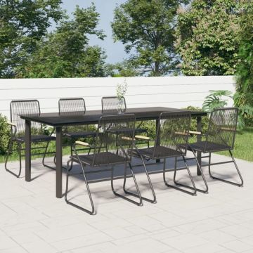 Set mobilier de grădină, 7 piese, negru, ratan PVC