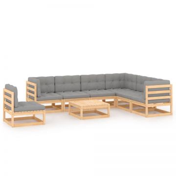 Set mobilier de grădină, 8 piese, lemn masiv de pin
