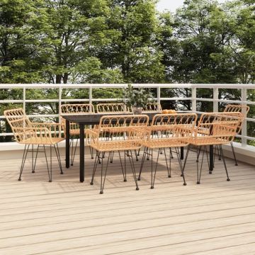 Set mobilier de grădină, 9 piese, poliratan
