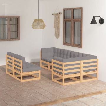 Set mobilier de grădină cu perne, 7 piese, lemn masiv de pin