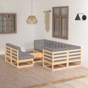 Set mobilier de grădină cu perne, 8 piese, lemn masiv de pin