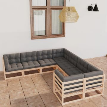 Set mobilier de grădină din 8 piese, lemn masiv de pin