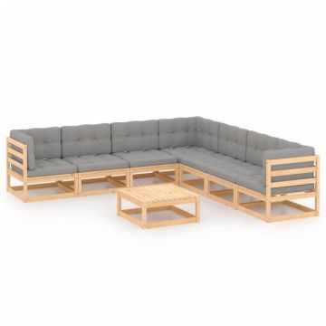 Set mobilier de grădină din 8 piese, lemn masiv de pin