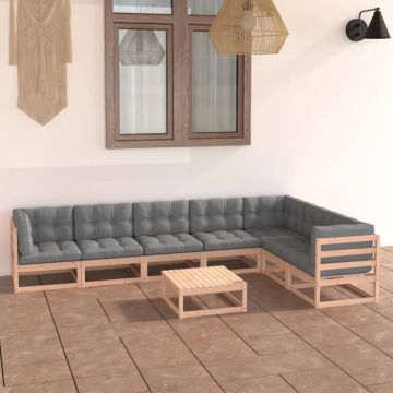 Set mobilier de grădină din 8 piese, lemn masiv de pin