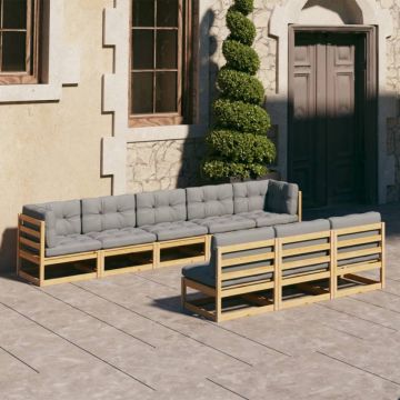 Set mobilier de grădină din 8 piese, lemn masiv de pin