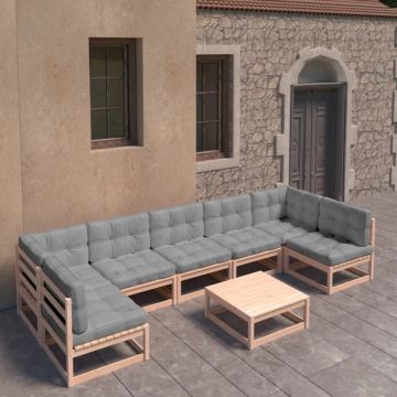 Set mobilier de grădină din 8 piese, lemn masiv de pin