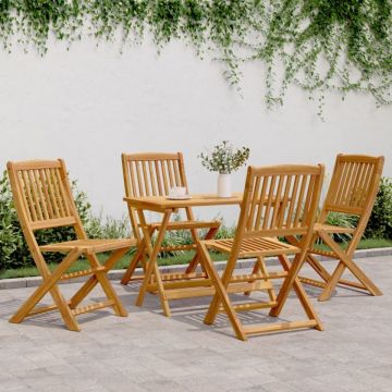 Set mobilier de grădină pliabil, 5 piese, lemn masiv de acacia