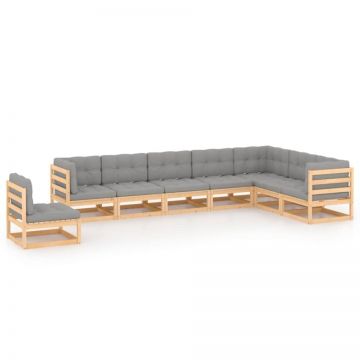 Set mobilier grădină cu perne, 8 piese, lemn masiv de pin