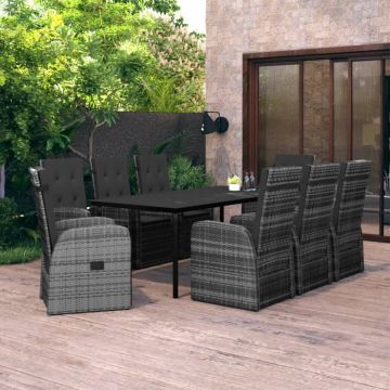 Set mobilier pentru grădină, 9 piese, gri