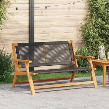 bancă de grădină Negru 122x76x73,5 cm Lemn masiv de acacia