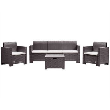 Bica Mobilier gradina si terasa Bica set Nebraska 3, canapea 3 locuri, 2 fotolii, masuta cu depozitare, perne incluse