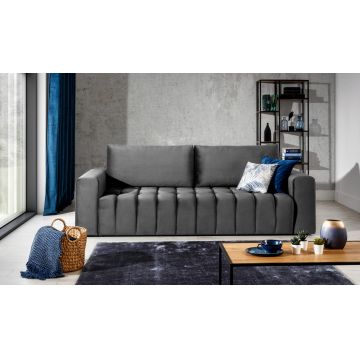 Canapea extensibila 3 locuri ELTAP, Laz41, Lazaro, 247x97x92 cm, lemn/poliester, gri inchis
