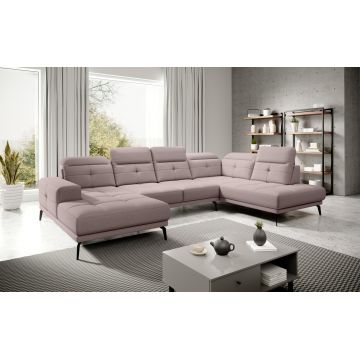Coltar dreapta 6 locuri ELTAP, RT-101GO, Bretan, 350x205x107 cm, lemn/poliester, roz deschis
