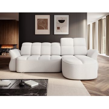 Coltar extensibil dreapta 3 locuri ELTAP, Beneth, 301x185x115 cm, lemn/poliester, alb