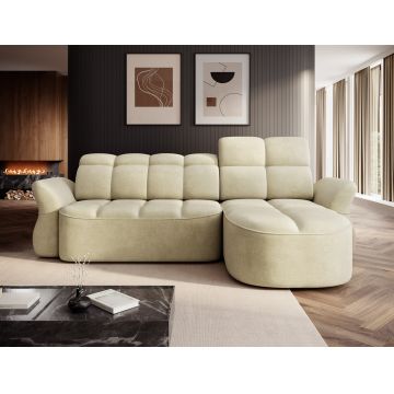 Coltar extensibil dreapta 3 locuri ELTAP, Beneth, 301x185x115 cm, lemn/poliester, bej deschis