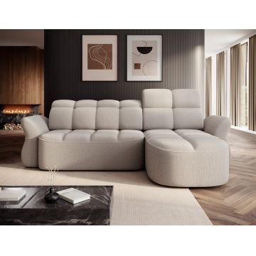 Coltar extensibil dreapta 3 locuri ELTAP, Beneth, 301x185x115 cm, lemn/poliester, bej
